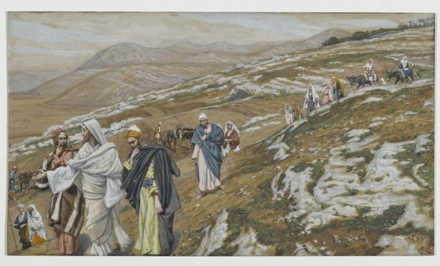 Caption: James Tissot (French, 1836-1902). Jesus Traveling (Jésus en voyage), 1886-1896. Opaque watercolor over graphite on gray wove paper, Image: 5 7/8 x 10 3/16 in. (14.9 x 25.9 cm). Brooklyn Museum, Purchased by public subscription, 00.159.152 Image: overall, 00.159.152_PS2.jpg. Brooklyn Museum photograph, 2008 disponible sur : http://www.brooklynmuseum.org