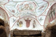 Cubiculum of the Velata Fresco, third-century Greek catacomb of Priscilla, Rome, Italy