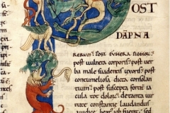 Historiated initial in the second tome of the Moralia in Job copied in Cîteaux, Manuscript o f the Bibliothèque Municipale de Dijon, ms. 173, f. 103v.