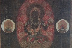 Mandala of the Sūtra for Humane Kings (Ninnō-kyō mandara 仁王経曼荼羅) (detail), Painted scroll, 156.7x136.1cm, 13th century, Ōsaka, Kumeda-dera 久米田寺. Source: Shingon, die Kunst des Geheimen Buddhismus in Japan: 167.